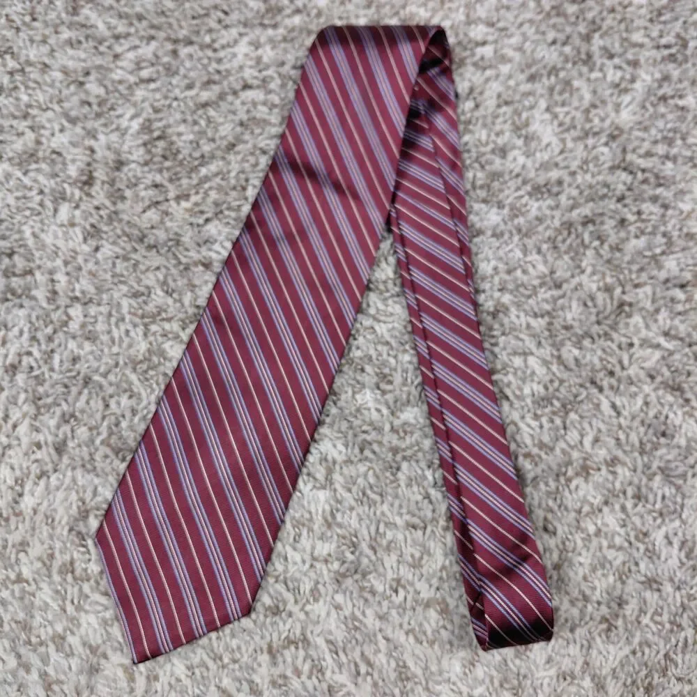 NEW Brooks Brothers Makers Neck Tie Mens Silk Stripes Burgundy Msde In USA